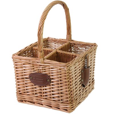 Panier porte-bouteille en osier 4 casiers LES JARDINS DE LA COMTESSE