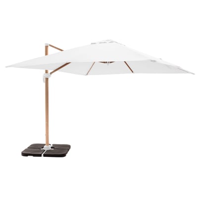 Parasol déporté 3 x 3m inclinable rotatif et 4 dalles à lester remplissables, BRESCIA OVIALA
