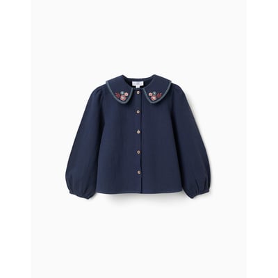 Blouse en coton à manches longues avec fleurs brodées ZIPPY