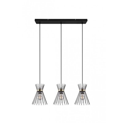 Suspension de plafond metal or et noir Rod TRIO