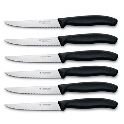 6 Couteaux steak lame 11cm Victorinox manche noir VICTORINOX