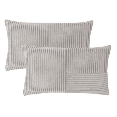 Housses de coussin velours cotelé SHARA PATCH-Lot de 2 MAGMA HEIMTEX