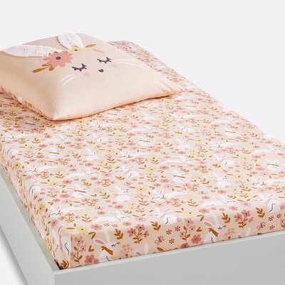 Drap-housse enfant coton biologique, Lapin fleuri LA REDOUTE INTERIEURS
