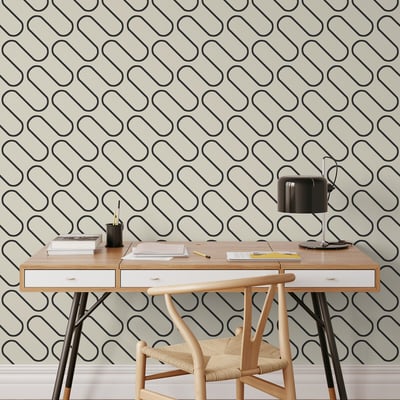 Linear Curve Geometric Cream Gold Wallpaper CATHERINE LANSFIELD
