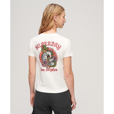 T-shirt ajusté à strass effet tatouage SUPERDRY