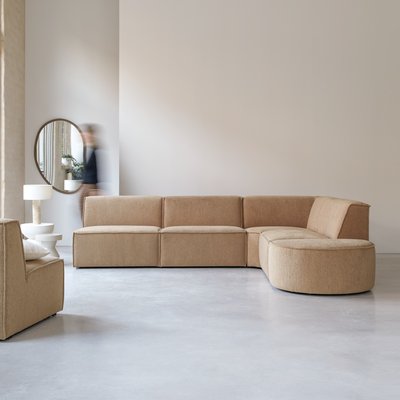 Canapé d'angle modulable en tissu camel, 5-6 places DARIO TIKAMOON