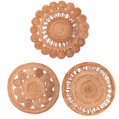 Set de 3 tapis ronds tressés en jute - Diamètre 90cm URBAN LIVING