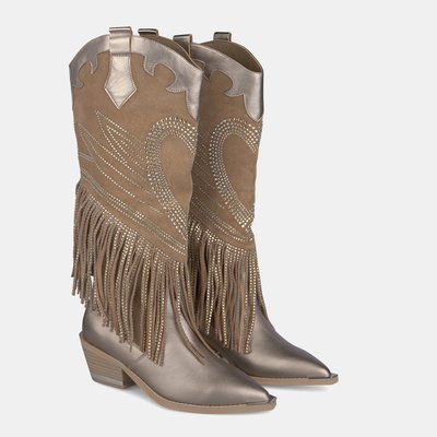 Bottes en cuir avec tige en strass ALMA EN PENA