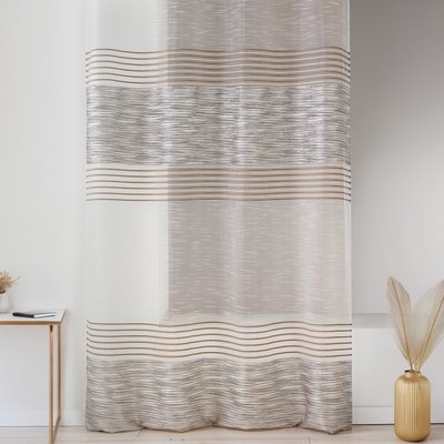 Voilage rayures horizontales blanc et naturel HOME MAISON