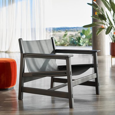 Poltrona in pelle e rovere massello tinto, Arnaud AM.PM