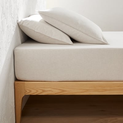 Drap-housse, en flanelle de coton chambray, bonnet 30 cm, Clara LA REDOUTE INTERIEURS