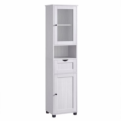 Petite colonne de rangement 2 portes, 1 tiroir et 1 niche - H165 cm CALICOSY