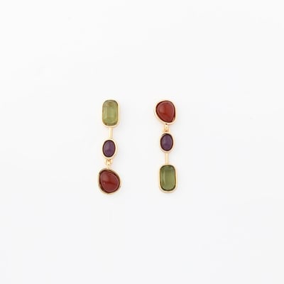 Boucles d'oreilles cabochons violet et vert BALABOOSTE