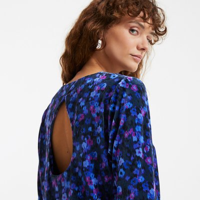 Blusa con cuello redondo estampado, de manga larga LA REDOUTE COLLECTIONS