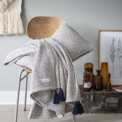 Plaid uni en jacquard de coton, FOLK ESSIX