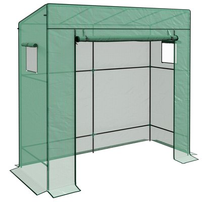 Serre de jardin murale serre adossée porte 2 fenêtres OUTSUNNY