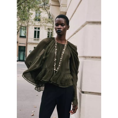 Blouse semi-transparente volants MANGO
