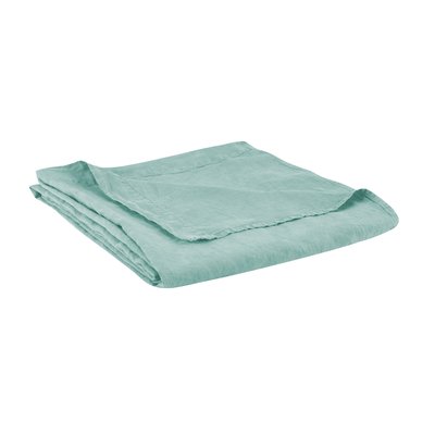 Drap plat en lin lavé, RÊVE DE LIN BLANC CERISE