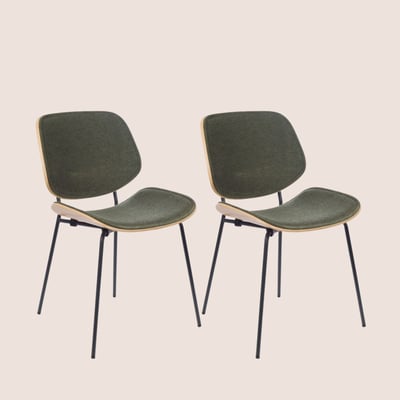 Chaises rétro en chêne et tissu (lot de 2) - ELLEA HELLIN, DEPUIS 1862
