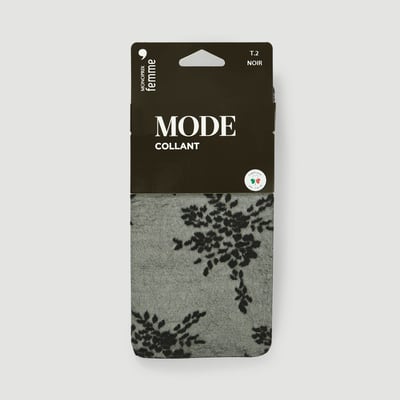 Collant fin motif bouquets fleurs MONOPRIX