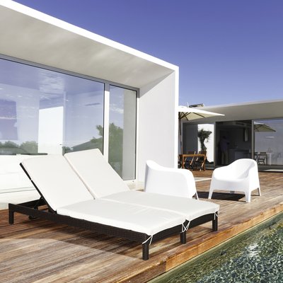 Bain de soleil transat 2 places grand confort matelas inclus OUTSUNNY