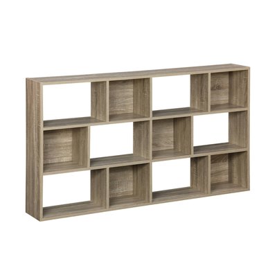 Etagère bibliothèque décor bois 3 étagères 12 compartiments PIETER SWEEEK