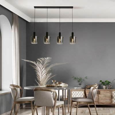 Black Metal and Smoked Ombre Glass Bar Pendant SO'HOME