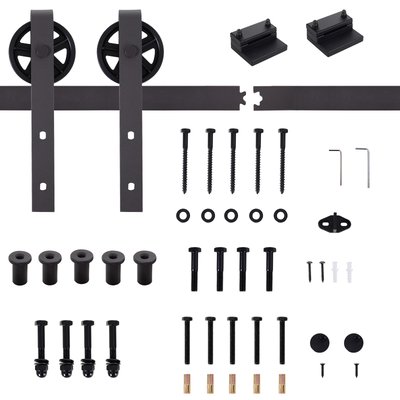 Kit de porte coulissante système galandage acier brun HOMCOM