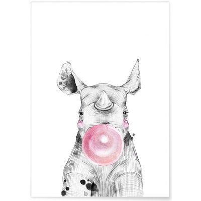 Poster Bulle de Rhinocéros Rose L'AFFICHERIE