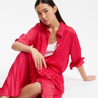 Camisa fluida em cetim às riscas, mangas compridas LA REDOUTE COLLECTIONS