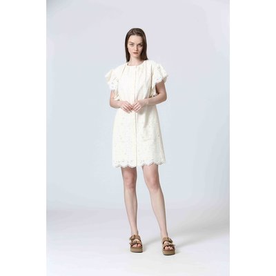Robe courte en dentelle, manches courtes SEE U SOON