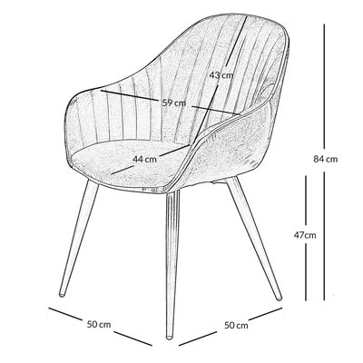 Chaise accoudoirs en velours côtelé vert kaki Bari ZAGO