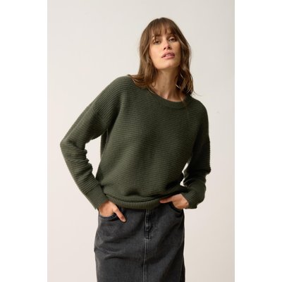 Pull Col Rond 4 Fils Kaki Louna JUST CASHMERE