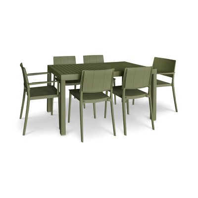 Salon de jardin table et 4 chaises 2 fauteuils en polypropylène, PATIO NOW'S HOME