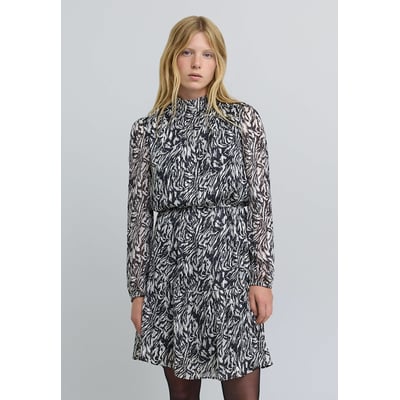 Robe courte manches longues col montant, coupe éva IKKS