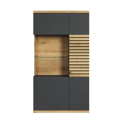 Buffet haut vitré 2 portes dont 1 porte avec verre trempé L80 cm - NORRIS CALICOSY