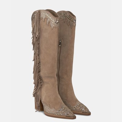 Bottes hautes en cuir avec franges ALMA EN PENA