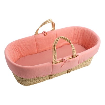 Couffin bébé en fibres naturelles avec habillage tissu SAUTHON