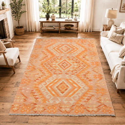 Tapis kilim géométrique, tissé plat en laine, KILIM 58 UN AMOUR DE TAPIS