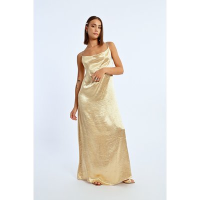 Robe longue satinée, col bénitier LILI SIDONIO