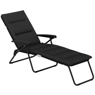 Bain de soleil pliable inclinable matelas accoudoirs acier polyester OUTSUNNY