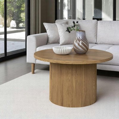 Table basse ronde effet bois blond ø80 cm MATERA PIER IMPORT