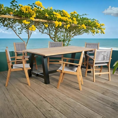 Ensemble table jardin en teck et 6 fauteuils WANDA COLLECTION