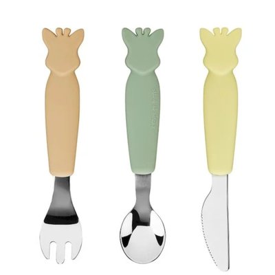 Set de 3 couverts en silicone Pastel Sophie la girafe VULLI