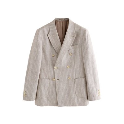 Blazer standard en lin mélangé à rayures NEXT