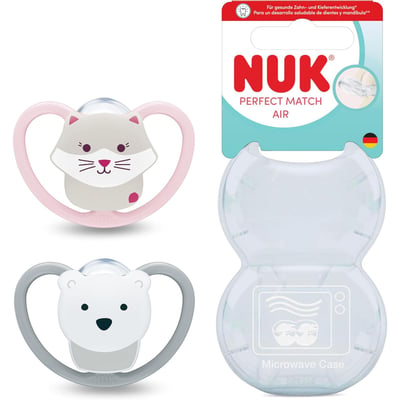 Lot de 2 sucettes Perfect Match Air 6-18 mois Chat / Ours Polaire - Nuk NUK