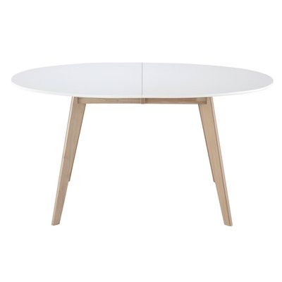 Table à manger extensible ovale blanche et bois clair L150-200 cm LEENA MILIBOO