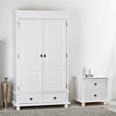 Armoire en bois massif 2 portes 2 tiroirs TERRE DE NUIT
