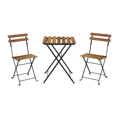 Table de bistrot pliante bois d'acacia et métal 2 chaises MALAGA SWEEEK