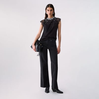 T-shirt avec dentelle et strass LIU JO